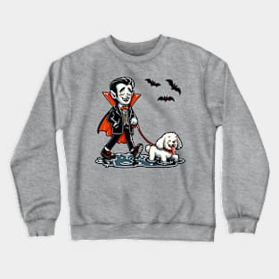 Vampire walking his poodle Crewneck Sweatshirt